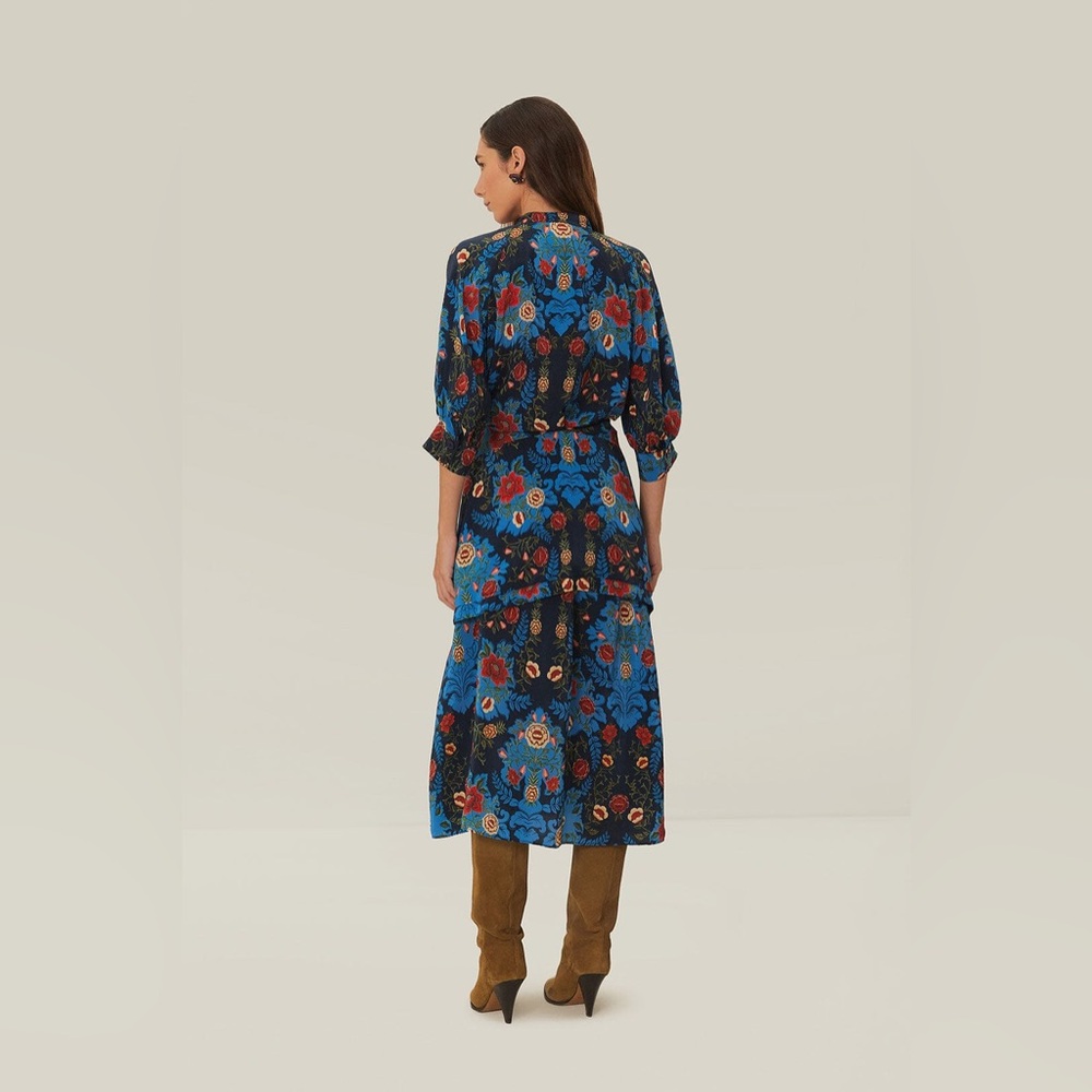 Farm Rio Blue Arabesque Floral Midi Dress - Picture 5 of 7